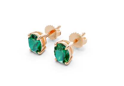 Geneva Classic Emerald Gemstone Oval Cut Studs