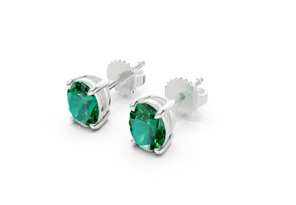 Geneva Classic Emerald Gemstone Oval Cut Studs