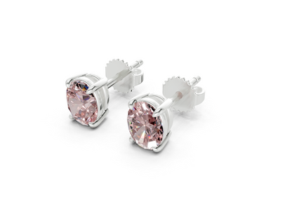 Geneva Classic Pink Diamond Oval Cut Studs