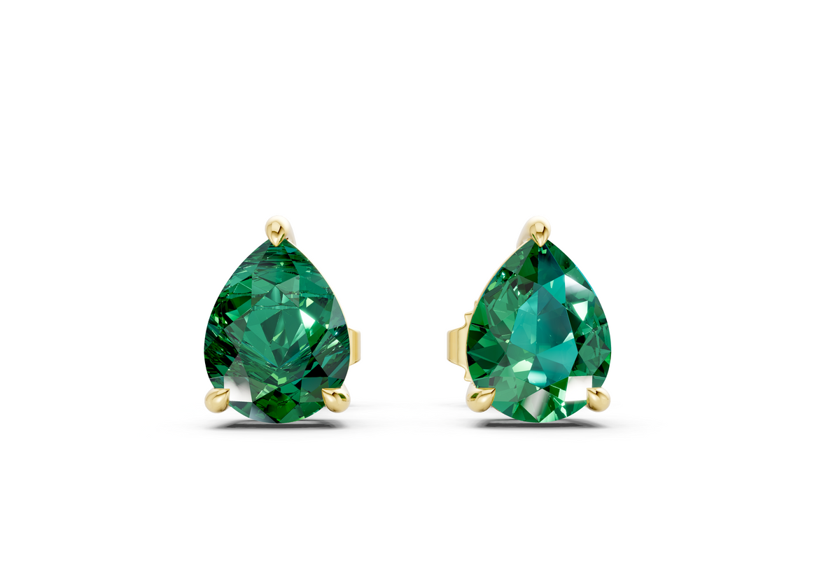 Geneva Classic Emerald Gemstone Pear Cut Studs