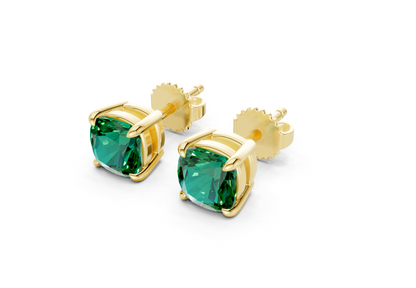 Geneva Classic Emerald Gemstone Cushion Cut Studs