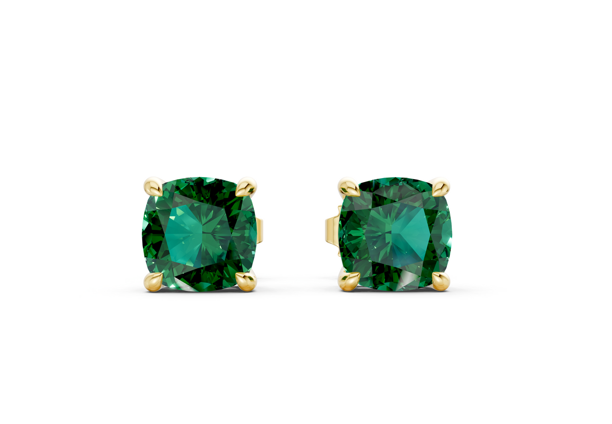 Geneva Classic Emerald Gemstone Cushion Cut Studs