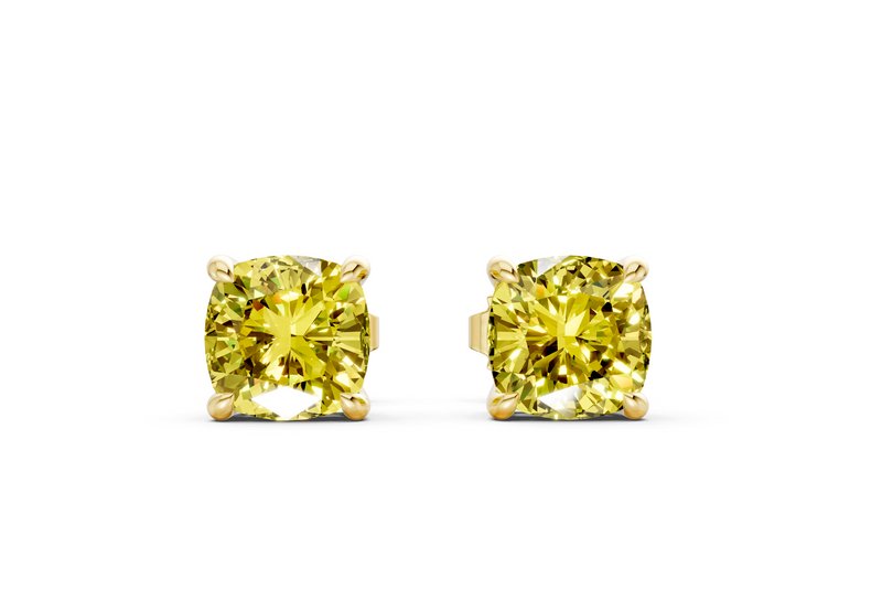 Geneva Classic Yellow Diamond Cushion Cut Studs