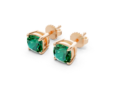 Geneva Classic Emerald Gemstone Cushion Cut Studs