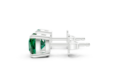 Geneva Classic Emerald Gemstone Cushion Cut Studs