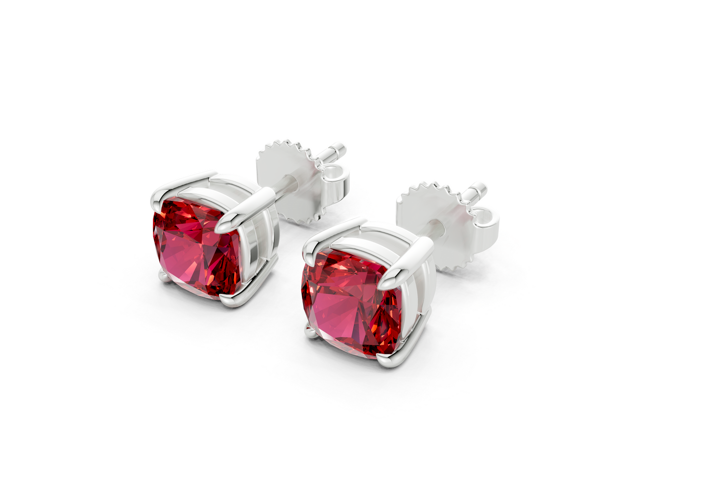 Geneva Classic Ruby Gemstone Cushion Cut Studs