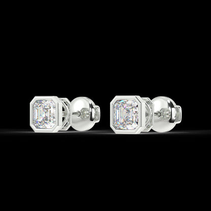 Classic Manhattan Asscher Diamond Bezel Studs