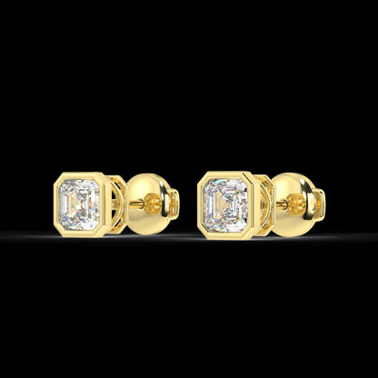 Classic Manhattan Asscher Diamond Bezel Studs