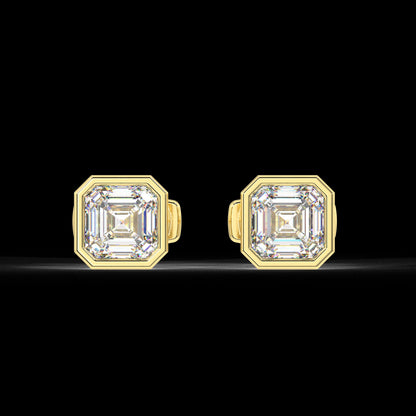 Classic Manhattan Asscher Diamond Bezel Studs