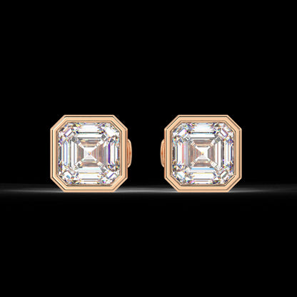 Classic Manhattan Asscher Diamond Bezel Studs