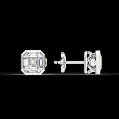 Classic Manhattan Asscher Diamond Bezel Studs