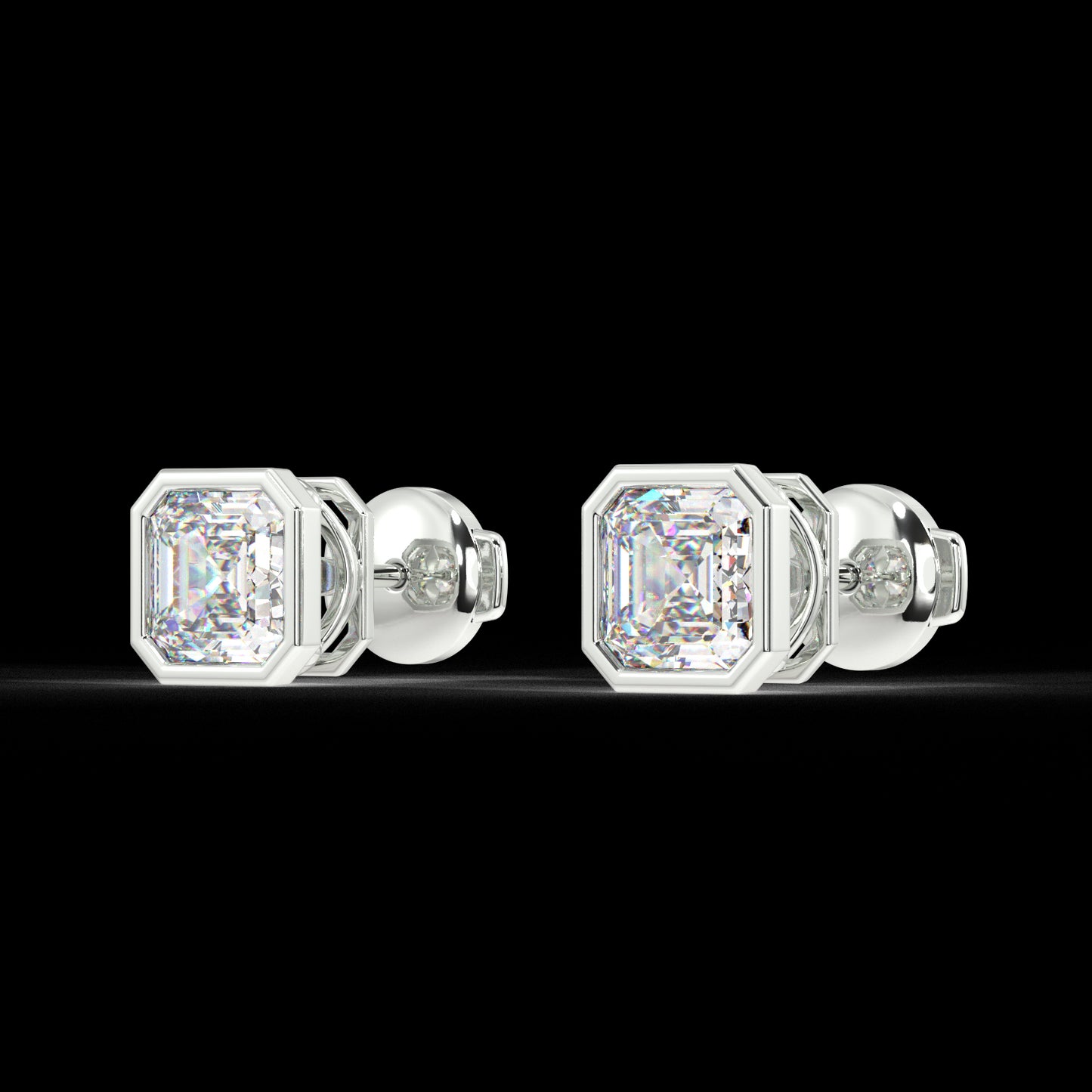 Classic Manhattan Asscher Diamond Bezel Studs