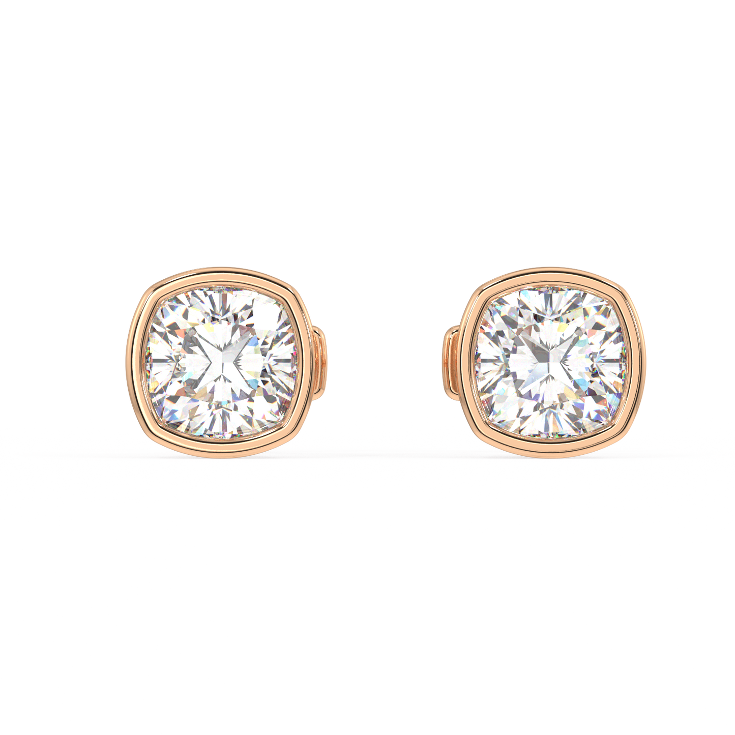 Classic Manhattan Cushion Diamond Bezel Studs