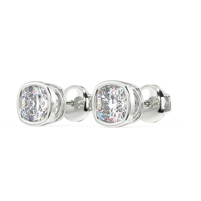 Classic Manhattan Cushion Diamond Bezel Studs