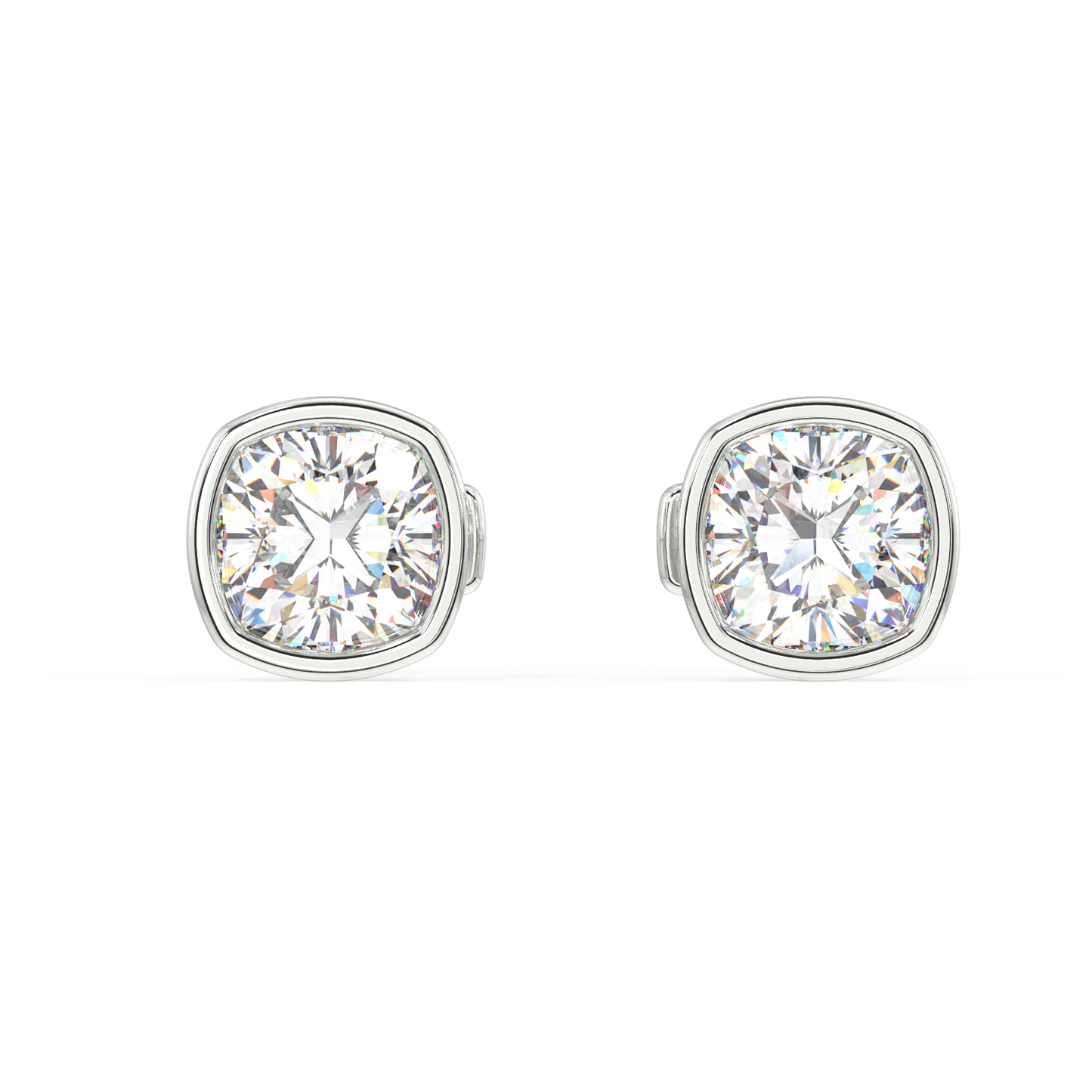 Classic Manhattan Cushion Diamond Bezel Studs