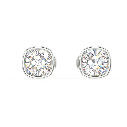 Classic Manhattan Cushion Diamond Bezel Studs