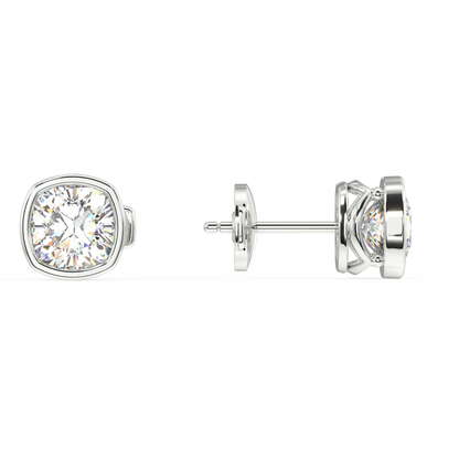 Classic Manhattan Cushion Diamond Bezel Studs