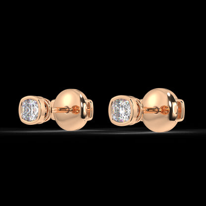 Classic Manhattan Cushion Diamond Bezel Studs