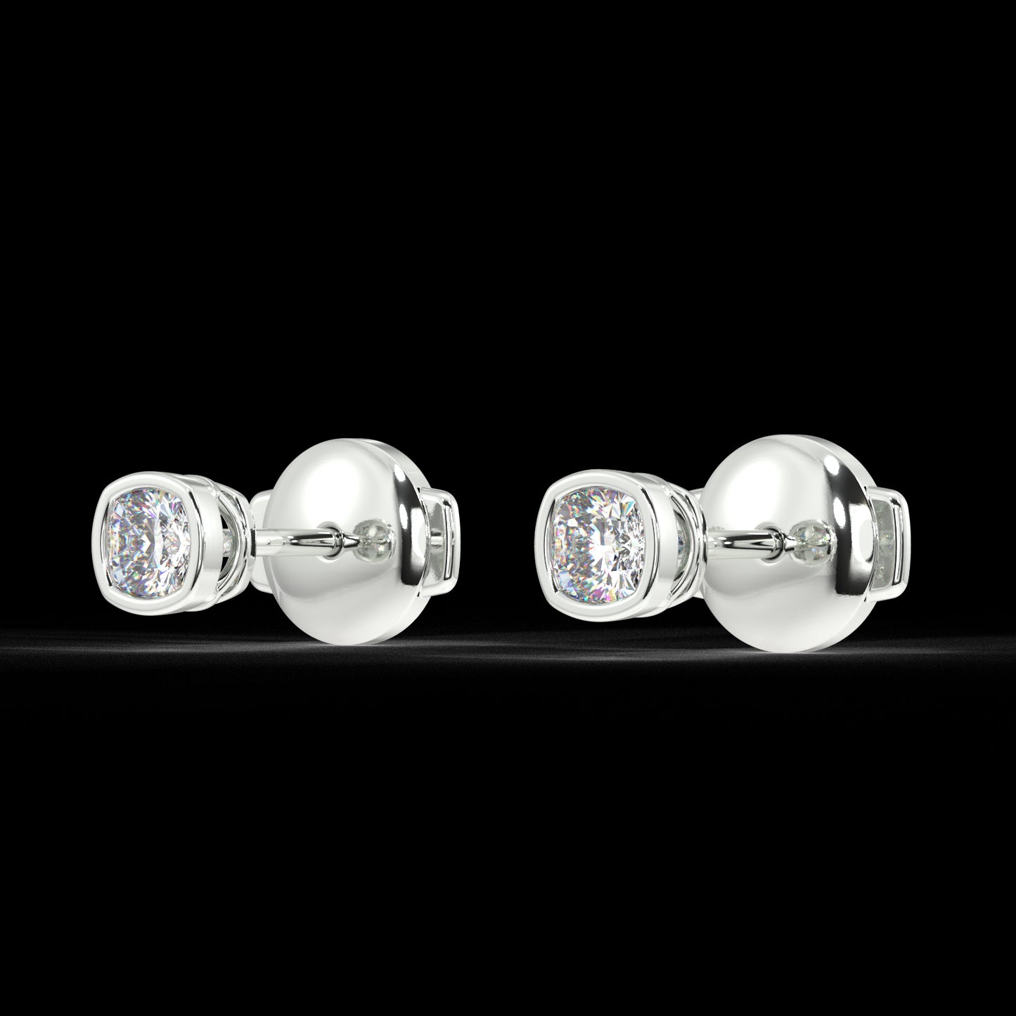 Classic Manhattan Cushion Diamond Bezel Studs