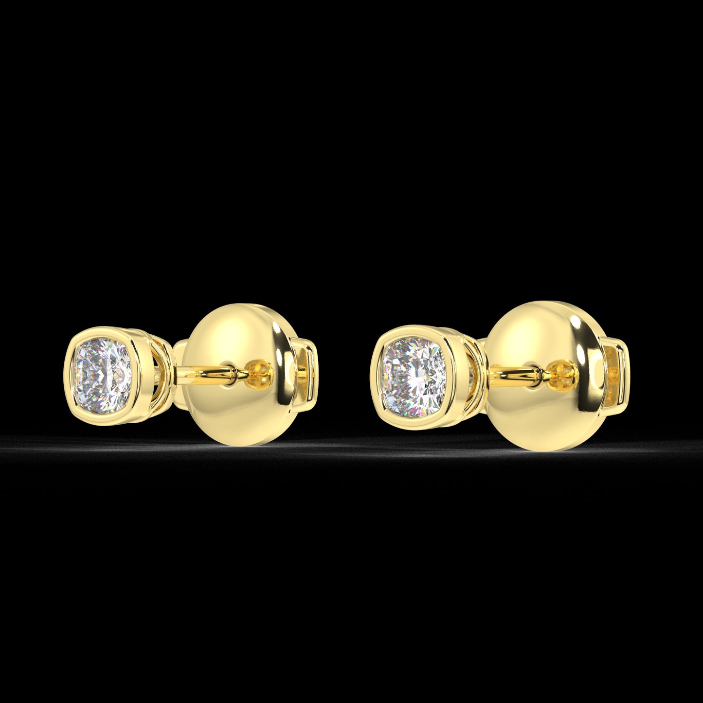 Classic Manhattan Cushion Diamond Bezel Studs