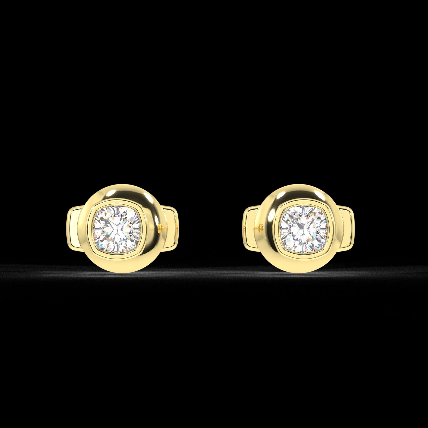 Classic Manhattan Cushion Diamond Bezel Studs