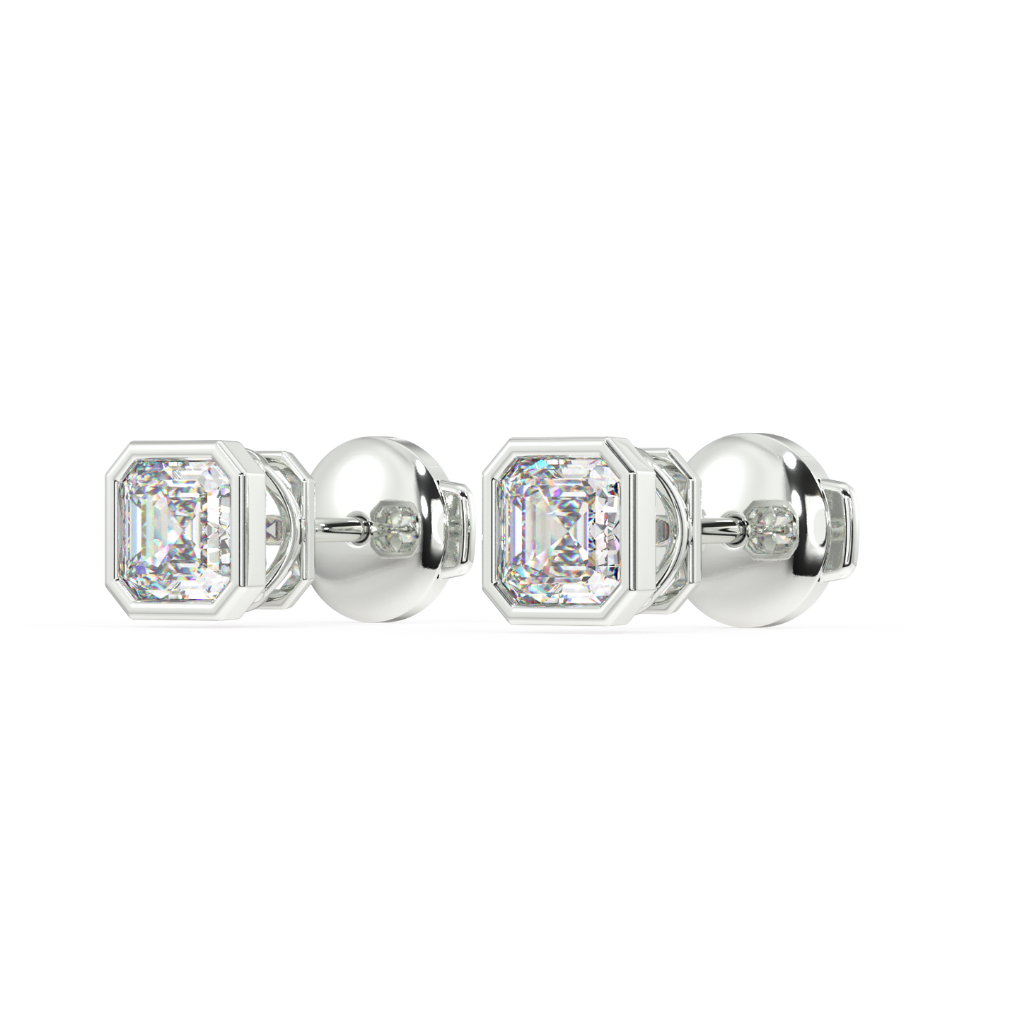 Classic Manhattan Cushion Diamond Bezel Studs