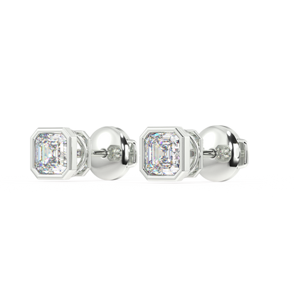 Classic Manhattan Cushion Diamond Bezel Studs