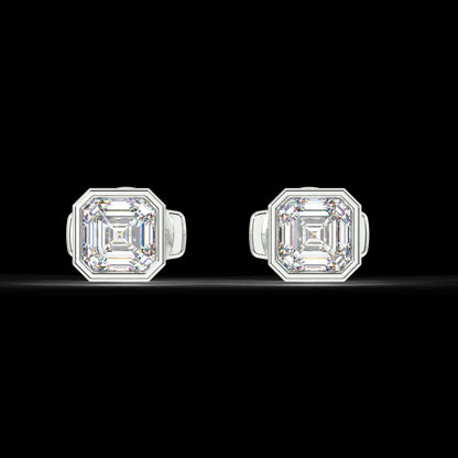 Classic Manhattan Cushion Diamond Bezel Studs