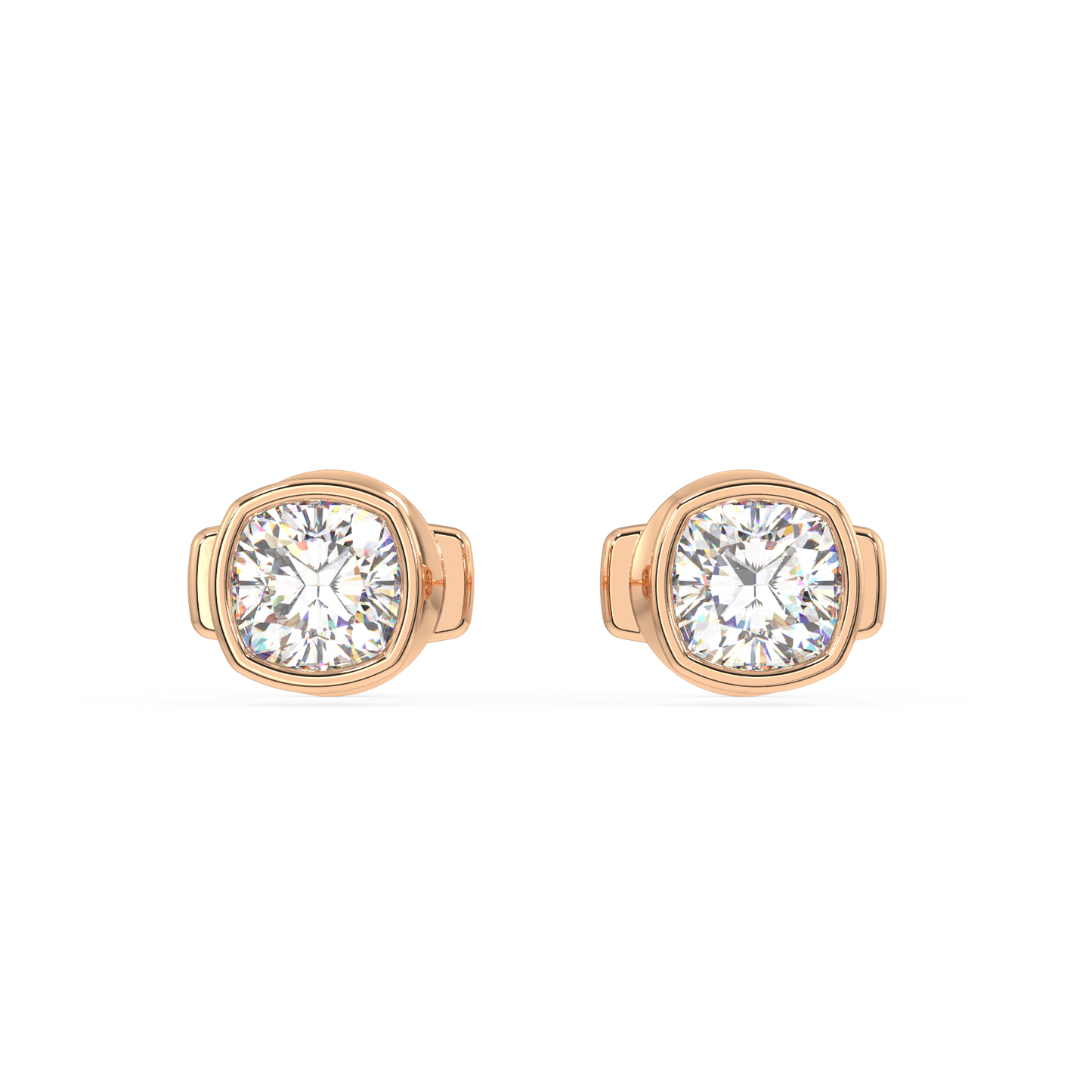 Classic Manhattan Cushion Diamond Bezel Studs