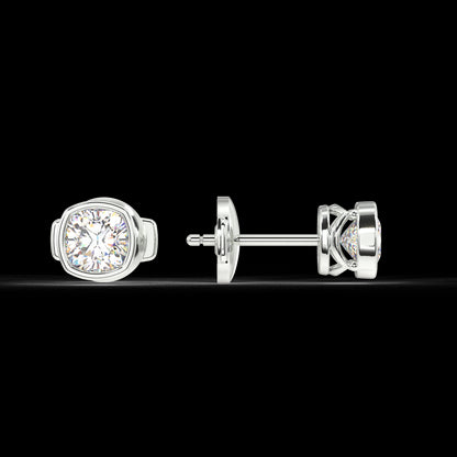 Classic Manhattan Cushion Diamond Bezel Studs