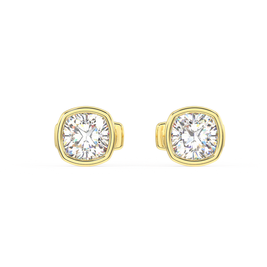 Classic Manhattan Cushion Diamond Bezel Studs