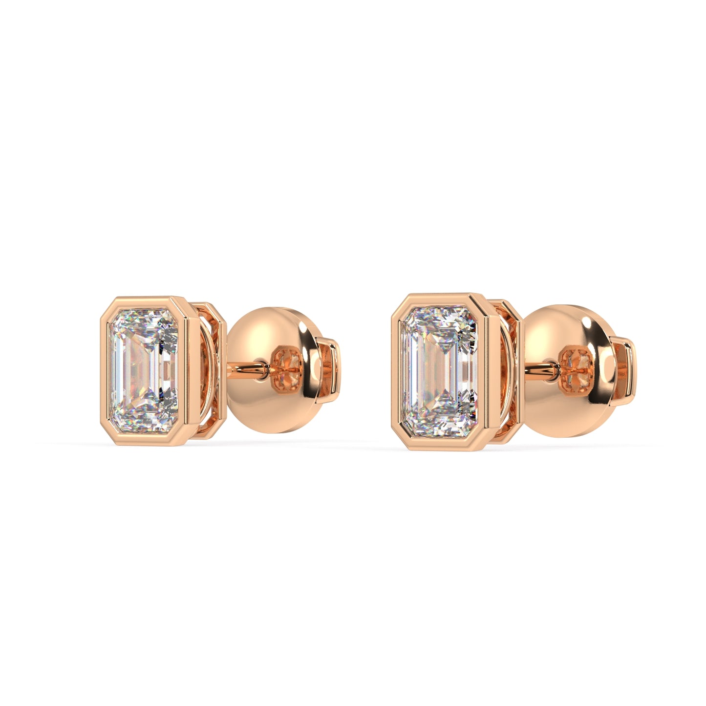 Classic Manhattan Emerald Diamond Bezel Studs