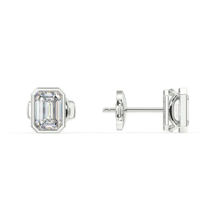 Classic Manhattan Emerald Diamond Bezel Studs