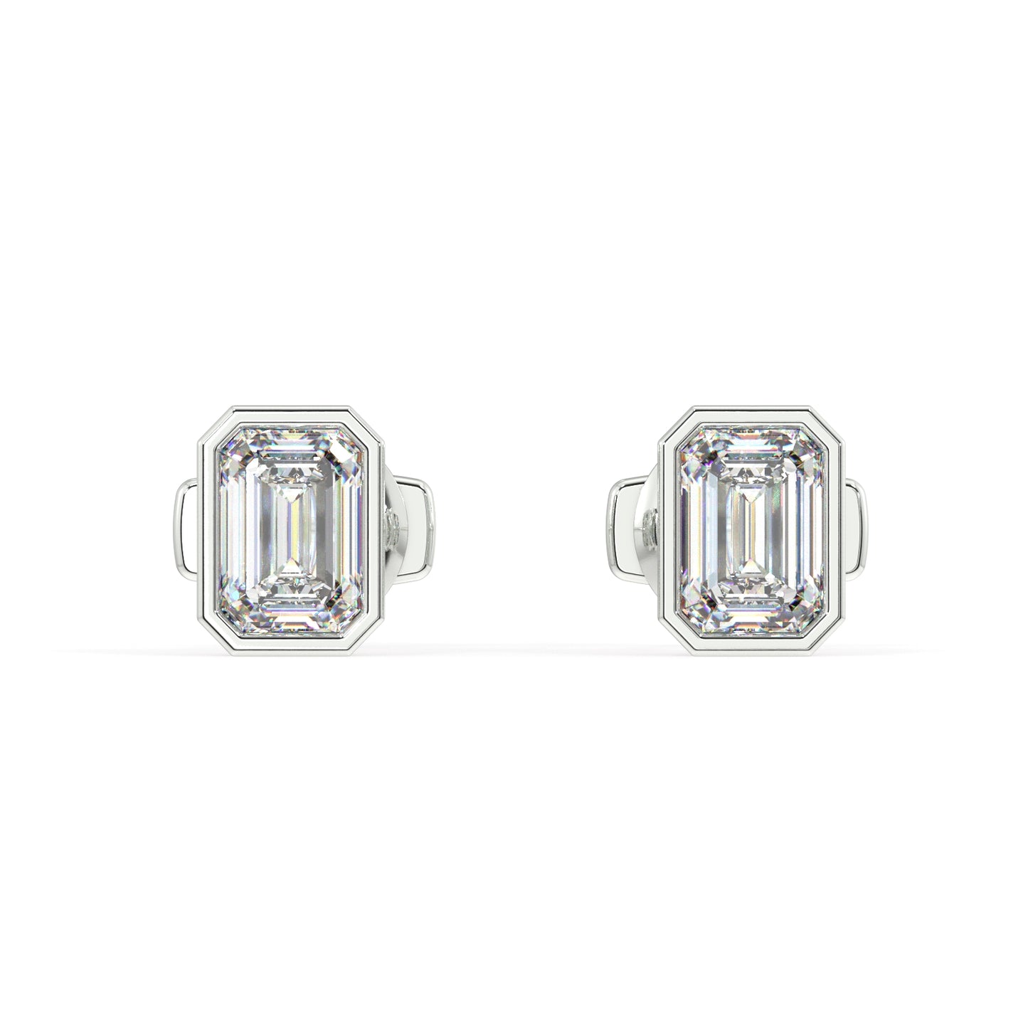 Classic Manhattan Emerald Diamond Bezel Studs