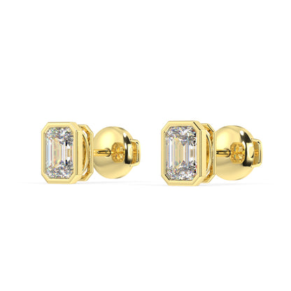 Classic Manhattan Emerald Diamond Bezel Studs