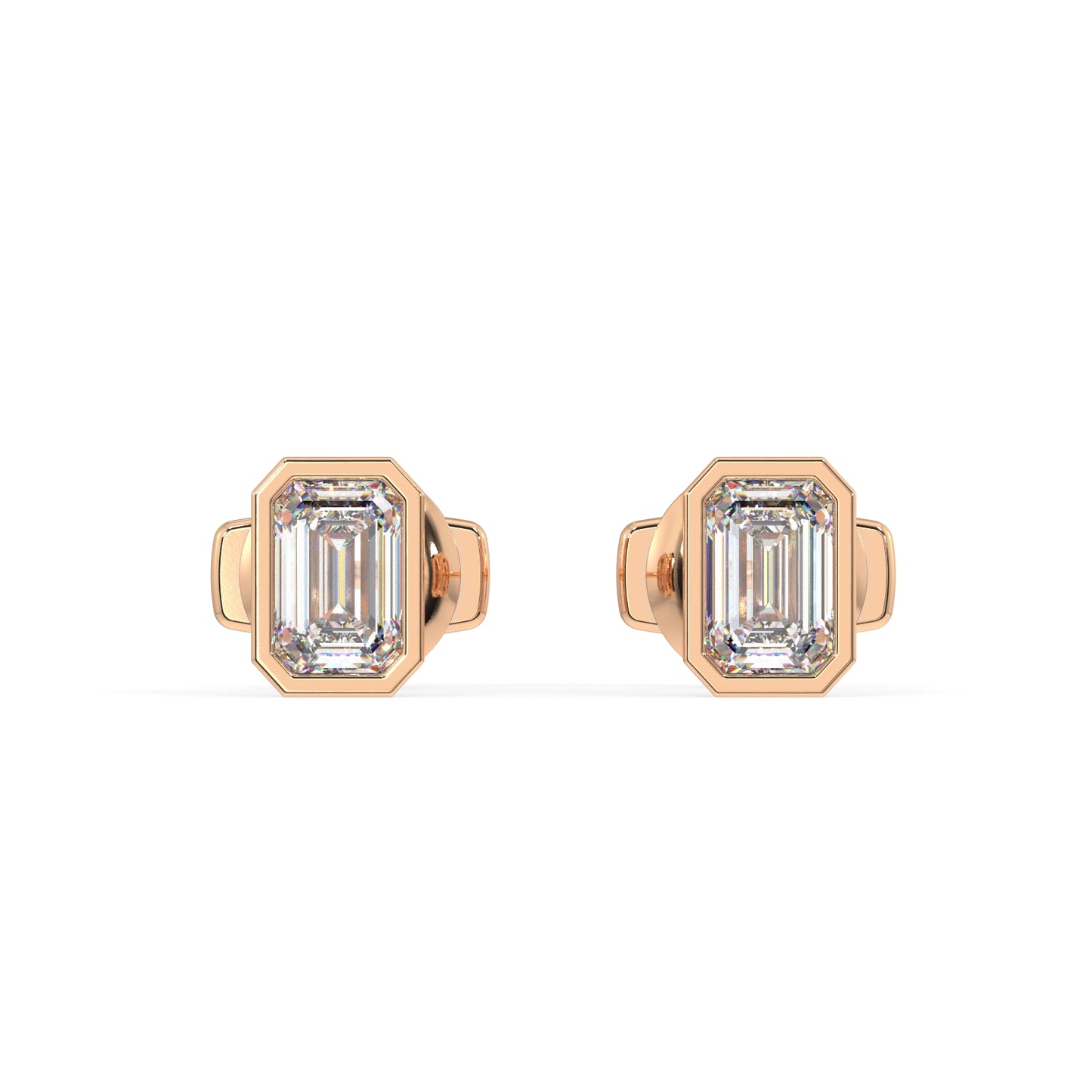 Classic Manhattan Emerald Diamond Bezel Studs