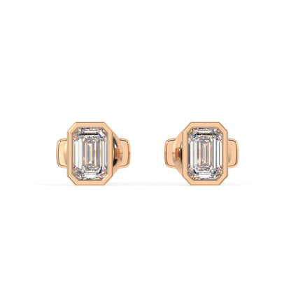 Classic Manhattan Emerald Diamond Bezel Studs