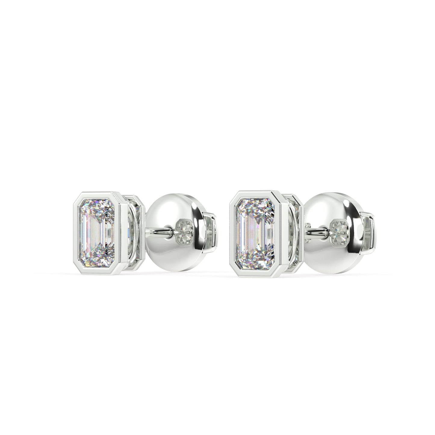 Classic Manhattan Emerald Diamond Bezel Studs