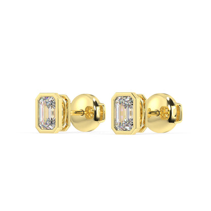 Classic Manhattan Emerald Diamond Bezel Studs