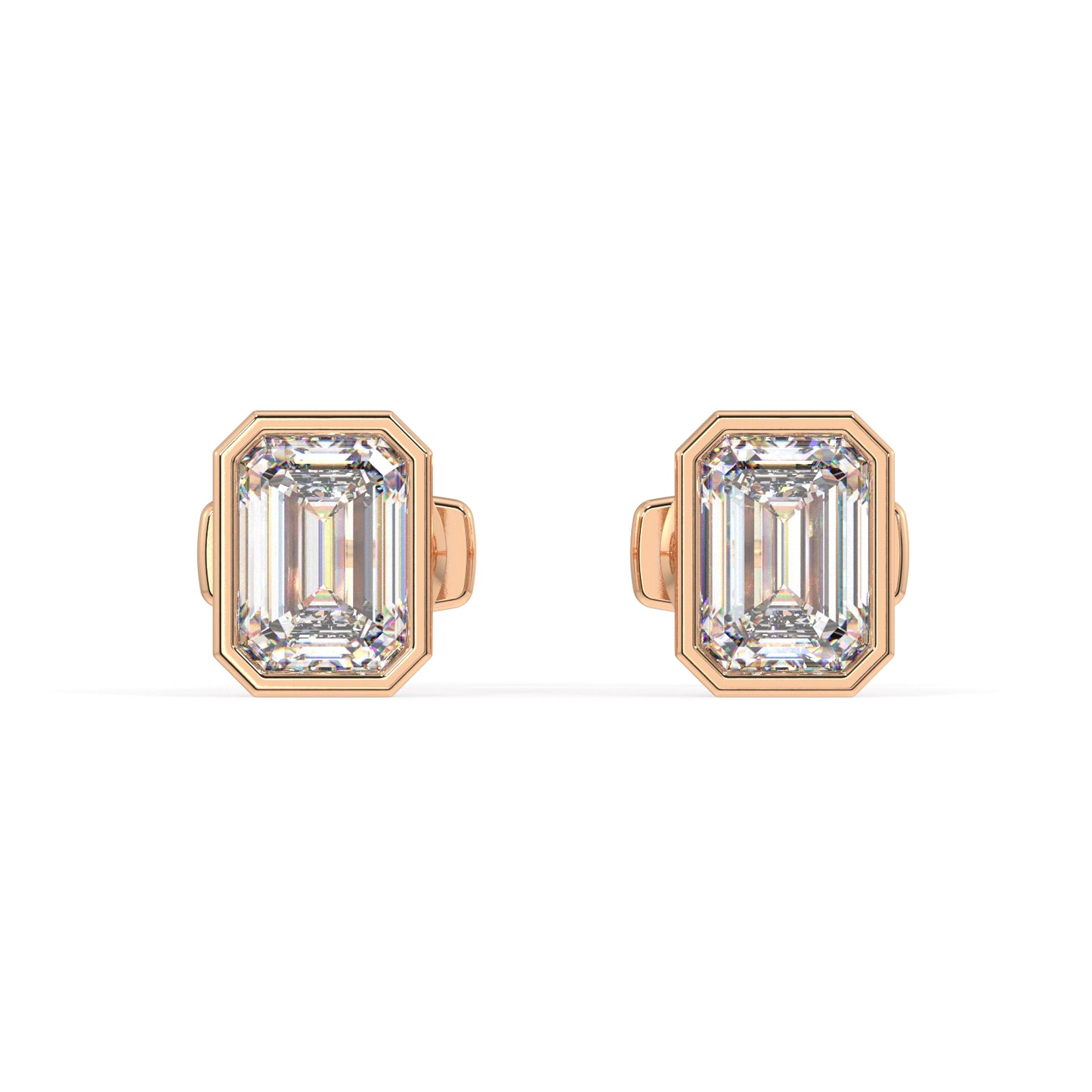 Classic Manhattan Emerald Diamond Bezel Studs