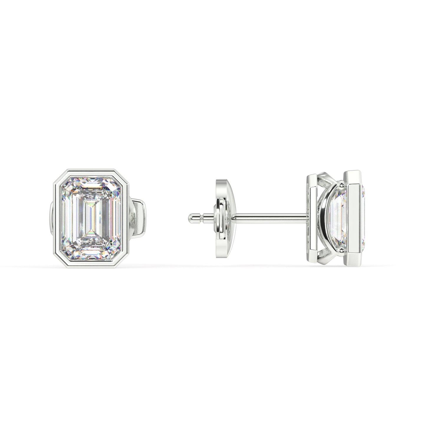 Classic Manhattan Emerald Diamond Bezel Studs