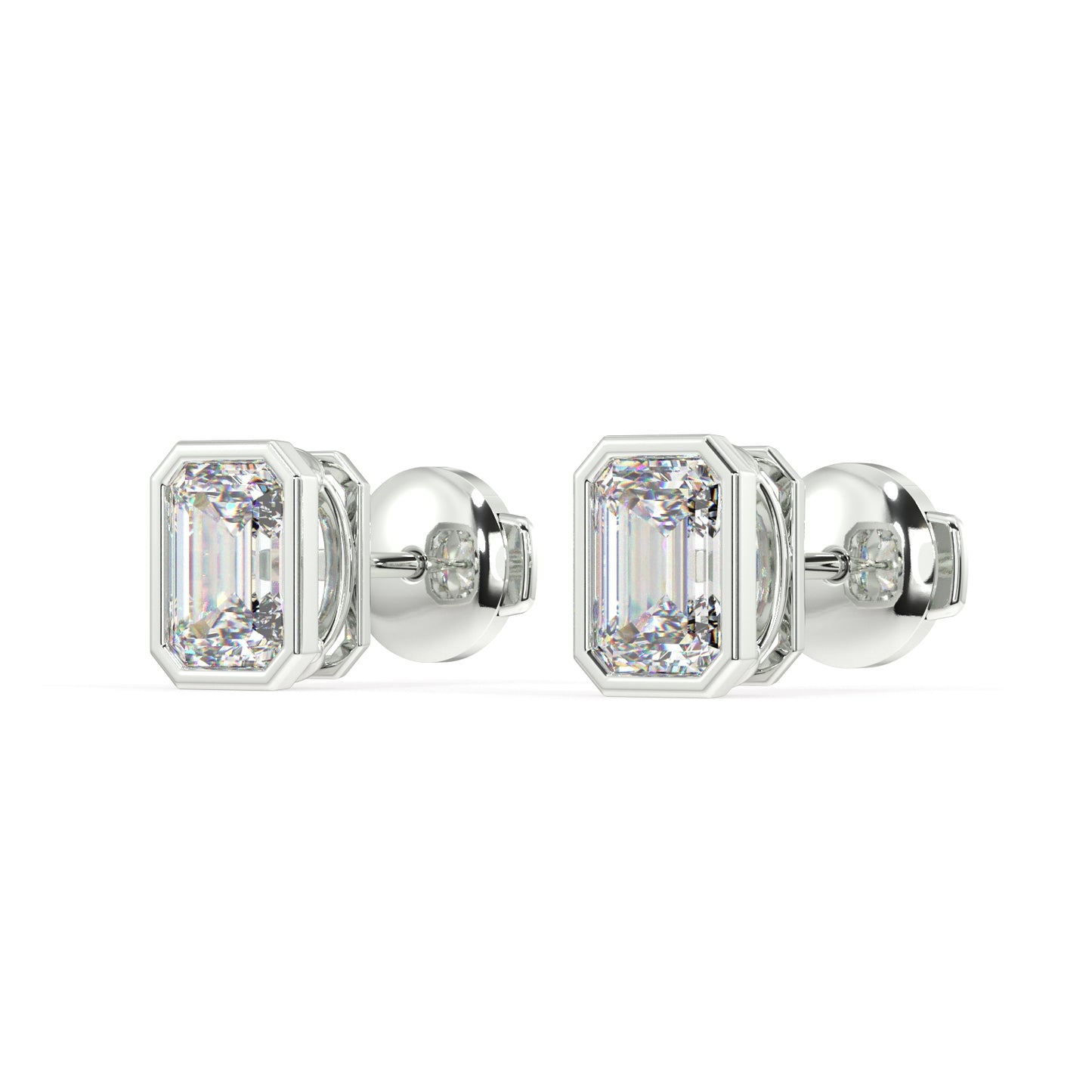 Classic Manhattan Emerald Diamond Bezel Studs