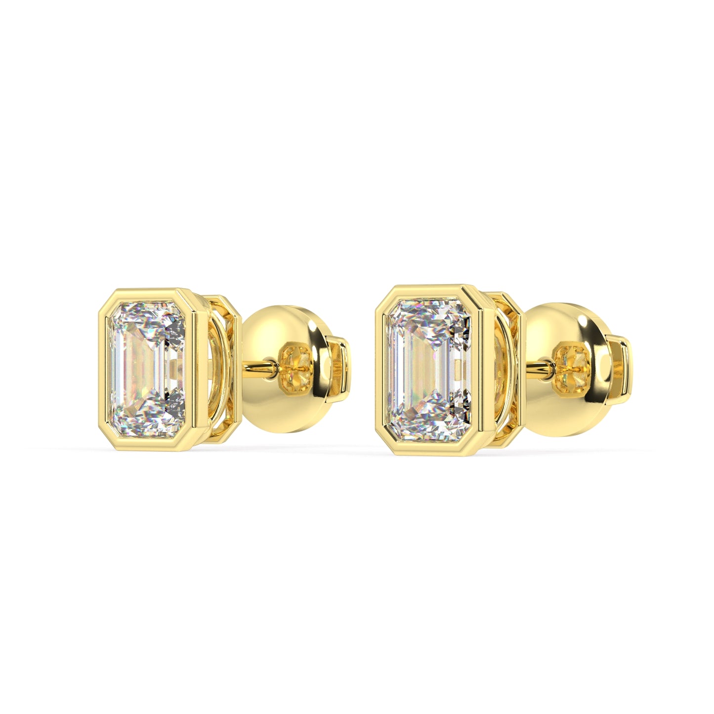 Classic Manhattan Emerald Diamond Bezel Studs