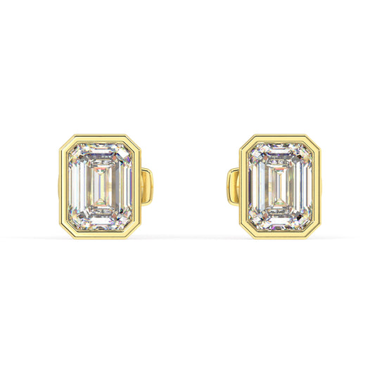 Classic Manhattan Emerald Diamond Bezel Studs