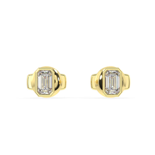 Classic Manhattan Emerald Diamond Bezel Studs