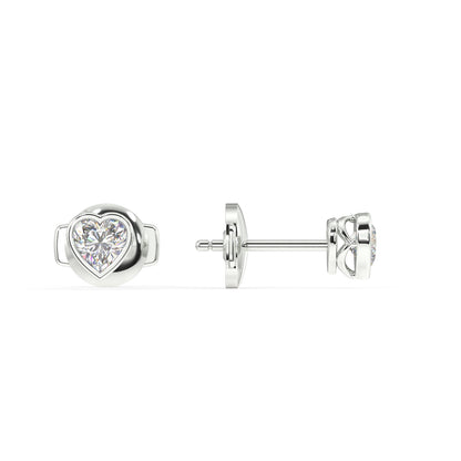 Classic Manhattan Heart Diamond Bezel Studs