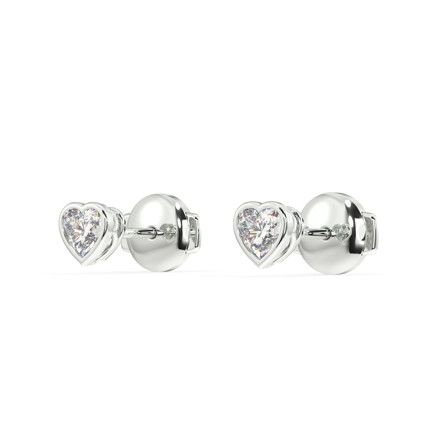 Classic Manhattan Heart Diamond Bezel Studs