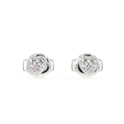 Classic Manhattan Heart Diamond Bezel Studs