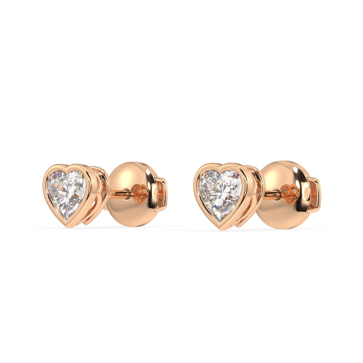 Classic Manhattan Heart Diamond Bezel Studs