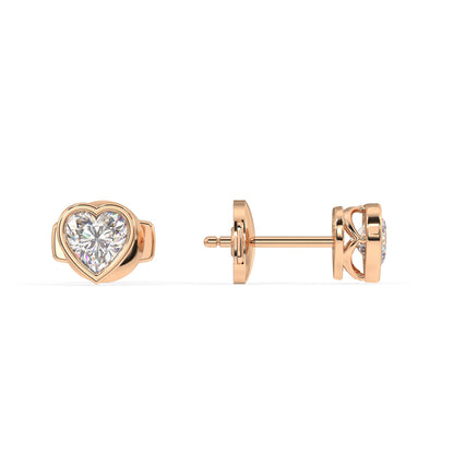 Classic Manhattan Heart Diamond Bezel Studs